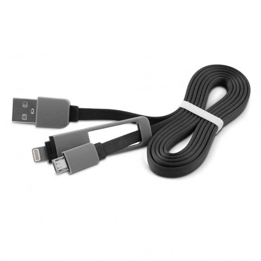 1LIFE Cable Adaptador USB 2.0 a Micro Usb y Lightning Flat
