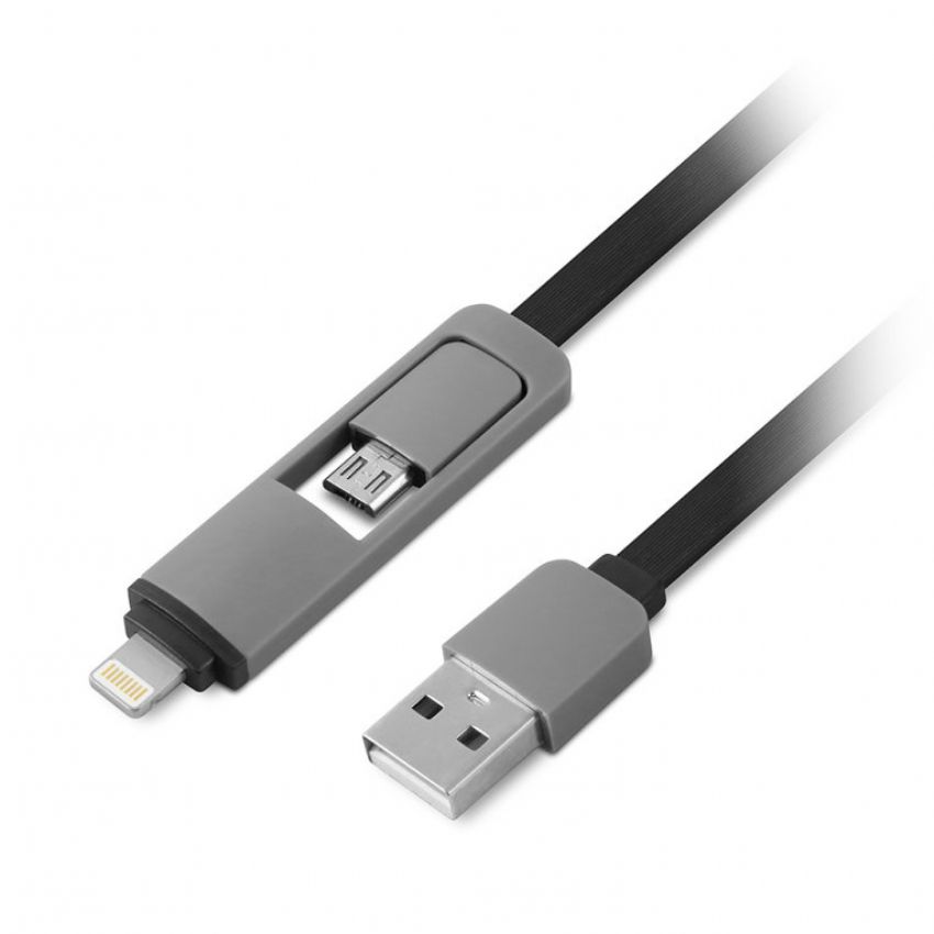 1LIFE Cable Adaptador USB 2.0 a Micro Usb y Lightning Flat imagen 2