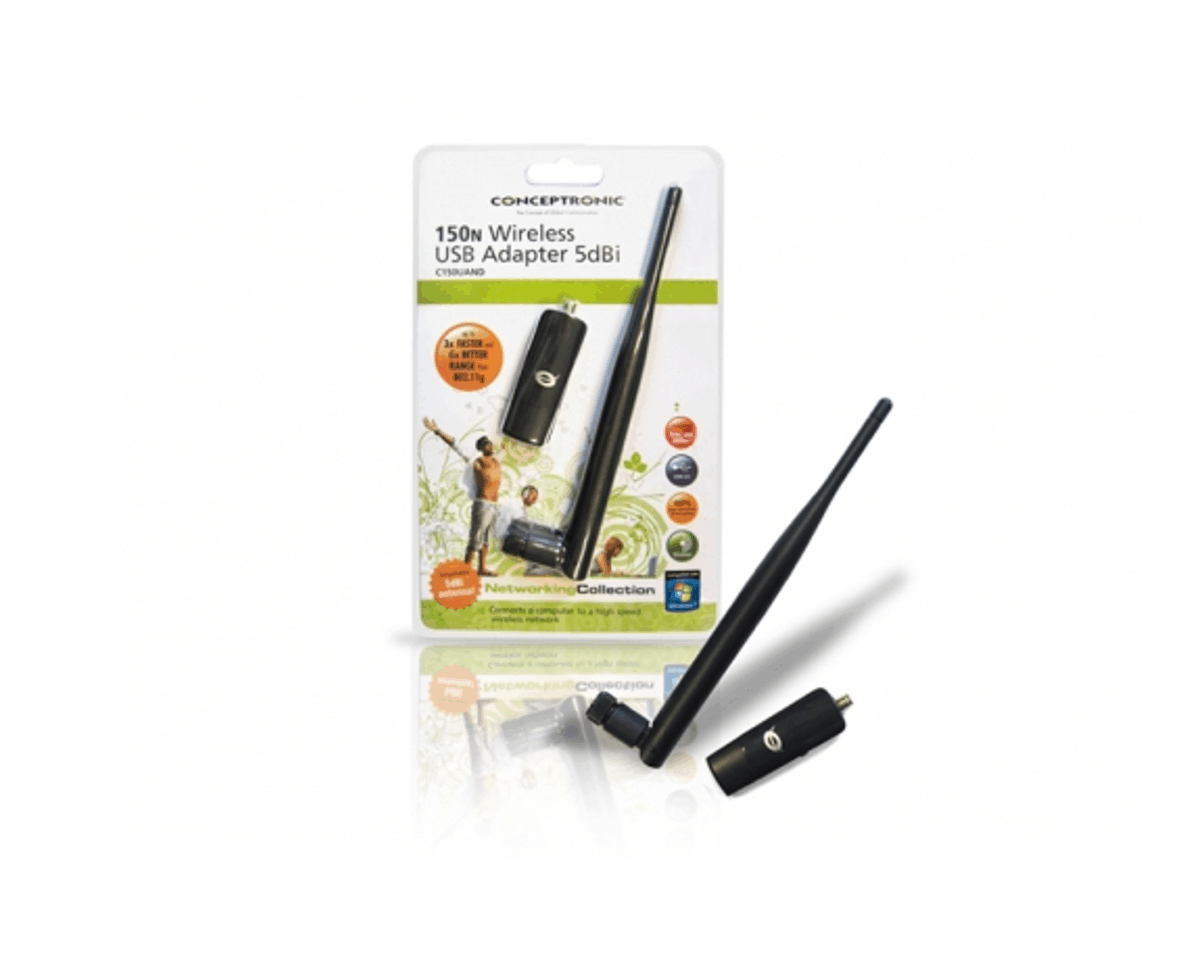 Adaptador  De Red Usb Inalámbrico Conceptronic 150mbps Con Antena Desmontable 