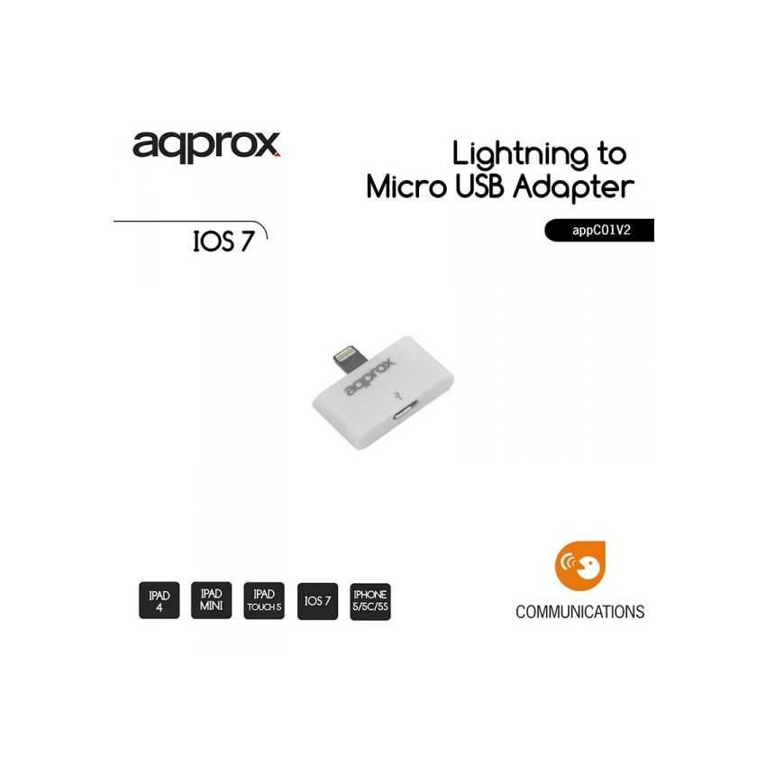 Adaptador Approx Lightning a Micro USB Blanco