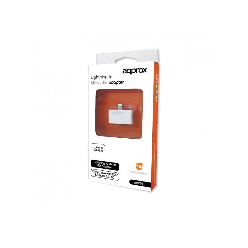 Adaptador Approx Lightning a Micro USB Blanco imagen 3