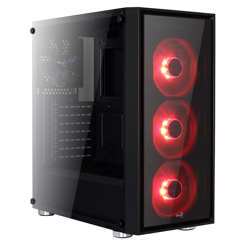 Aerocool Quartz Vidrio Templado Led Rojo