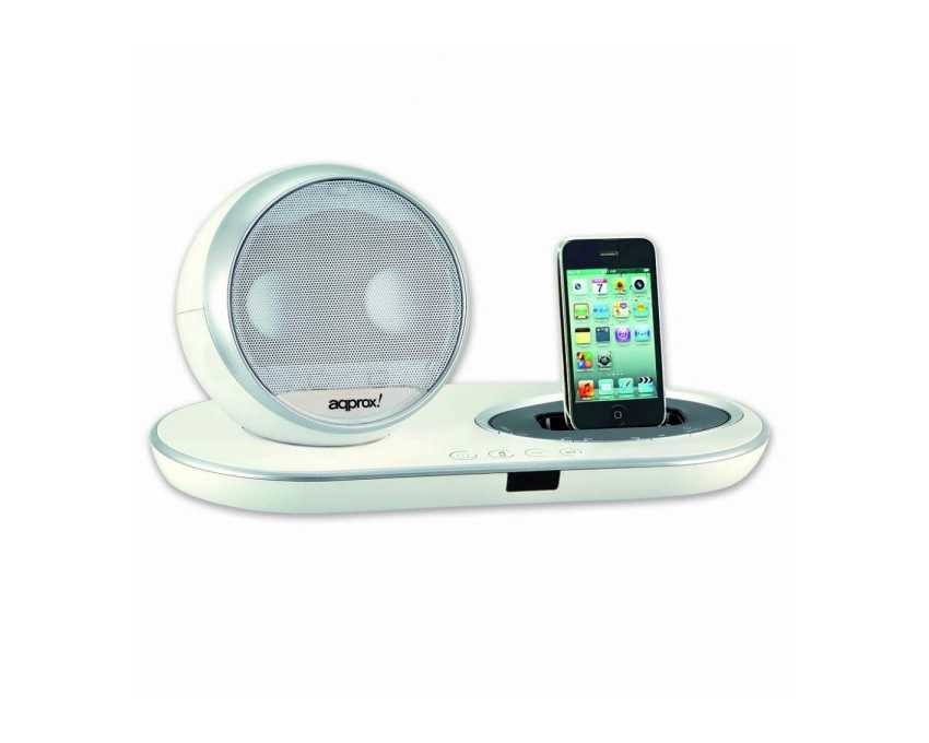 Altavoces APPROX para IPHONE / IPOD Docking Blanco y Plata