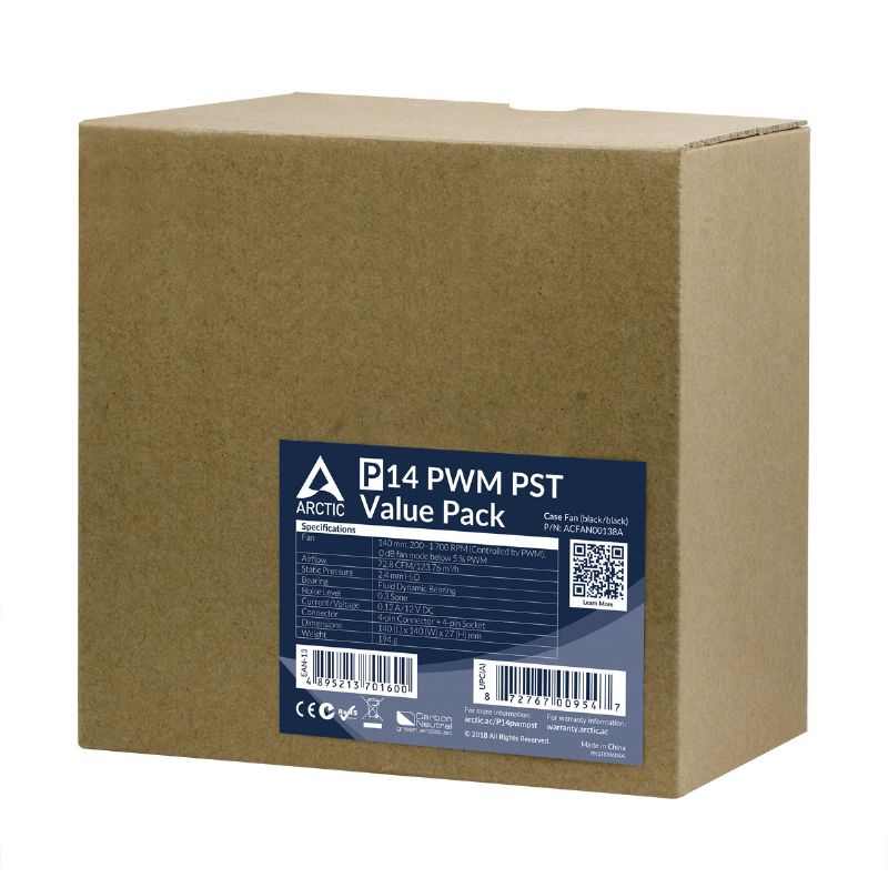 Arctic P14 PWM PST Negro Pack 5 Ventiladores imagen 5