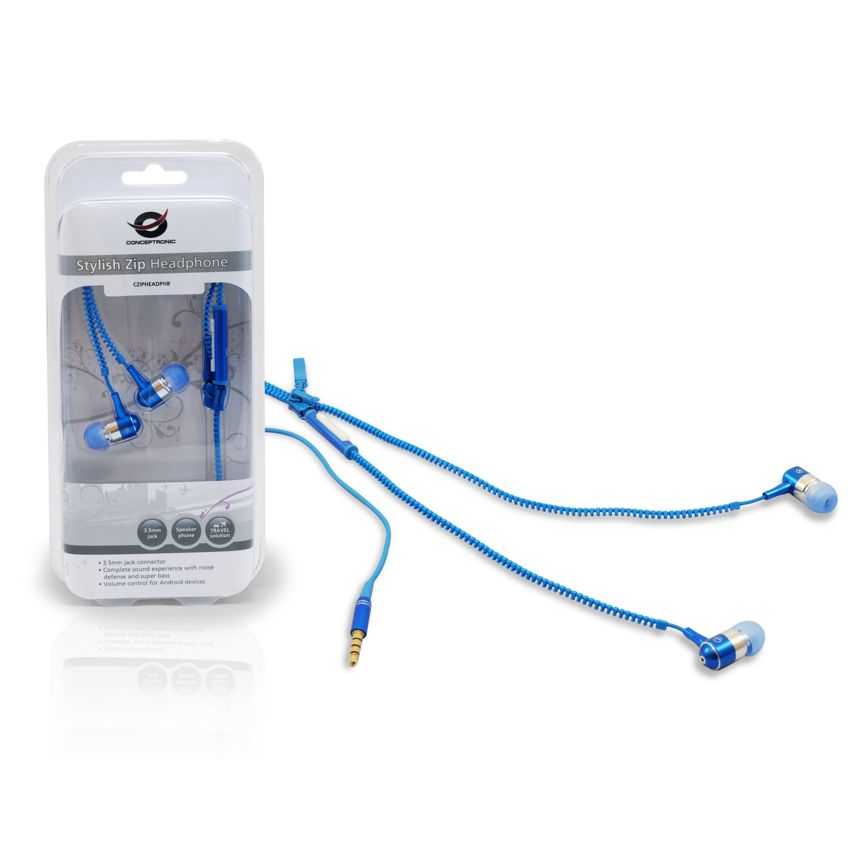 Auriculares Conceptronic Stylish Zip Headphone Azules CZIPHEADPHB imagen 2