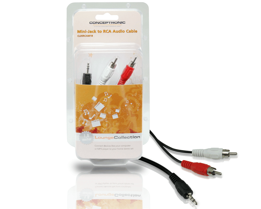 Cable Audio Conceptronic MiniJack 3.5mm Macho a 2RCA Macho 1.8m CL35RCAM18 imagen 2