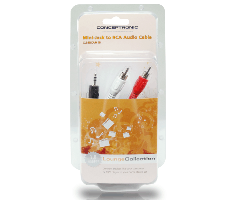 Cable Audio Conceptronic MiniJack 3.5mm Macho a 2RCA Macho 1.8m CL35RCAM18 imagen 3
