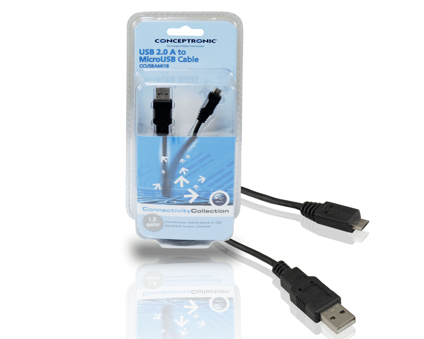 Cable MicroUSB 2.0 Conceptronic 1.8 m CCUSBAMI18 imagen 2