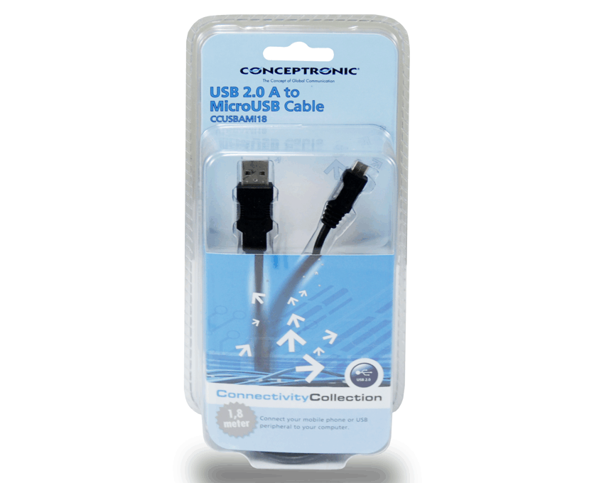 Cable MicroUSB 2.0 Conceptronic 1.8 m CCUSBAMI18 imagen 3