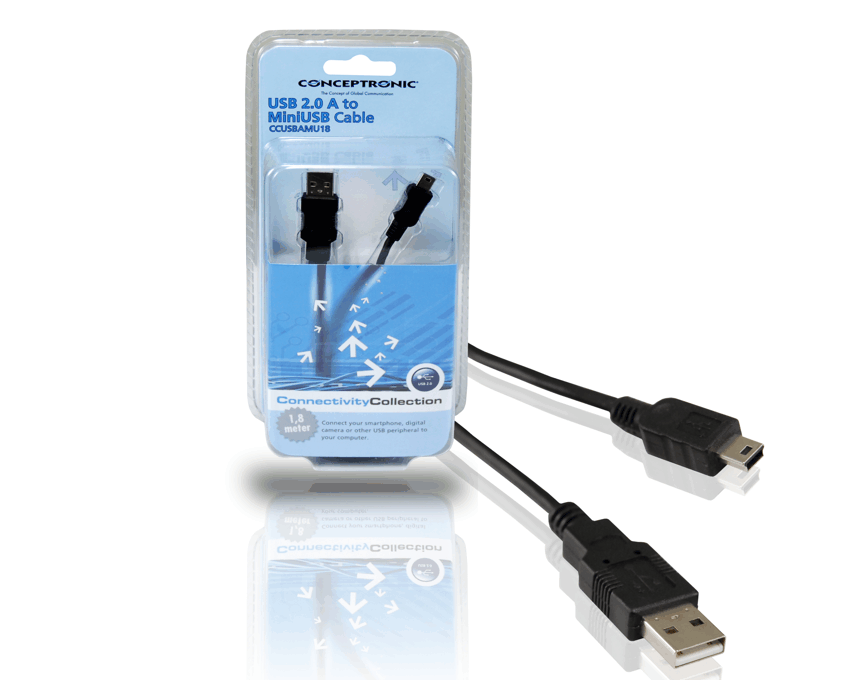 Cable MiniUSB 2.0 Conceptronic 1.8 Metros CCUSBAMU18 imagen 2