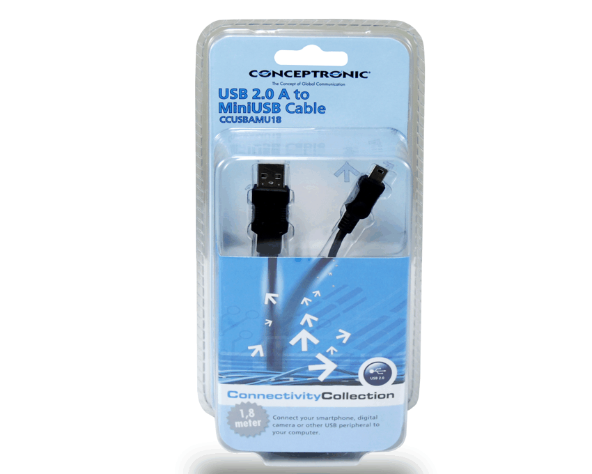 Cable MiniUSB 2.0 Conceptronic 1.8 Metros CCUSBAMU18 imagen 3