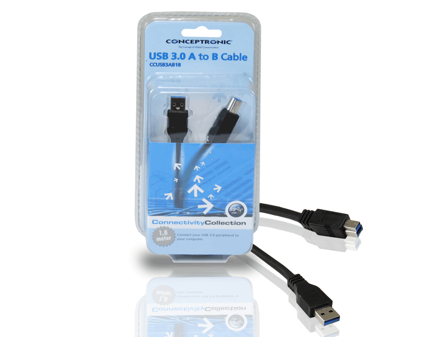 Cable USB 3.0 Conceptronic A-B 1.8m CCUSB3AB18 imagen 3