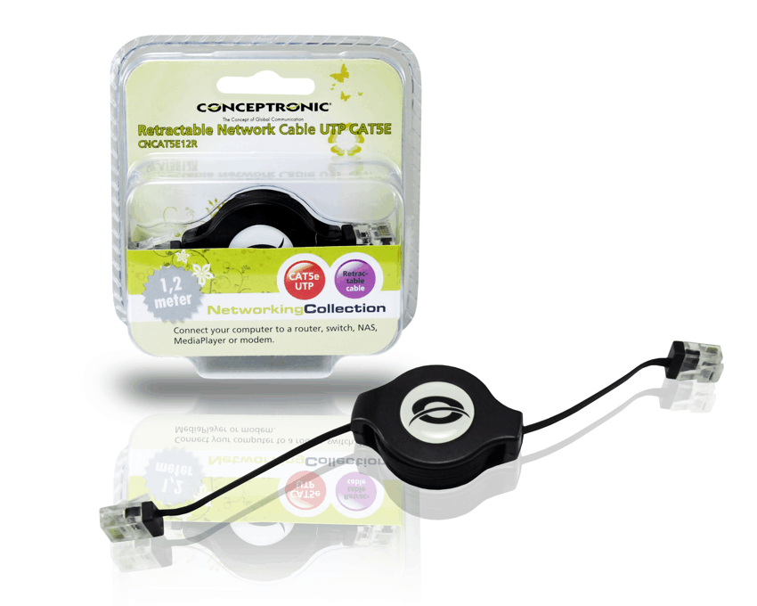 Cable de Red Conceptronic RJ45 Categoria 5 UPT 1.2 m retractil CNCAT5E12R imagen 2