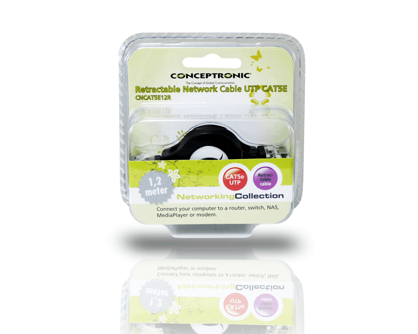 Cable de Red Conceptronic RJ45 Categoria 5 UPT 1.2 m retractil CNCAT5E12R imagen 3