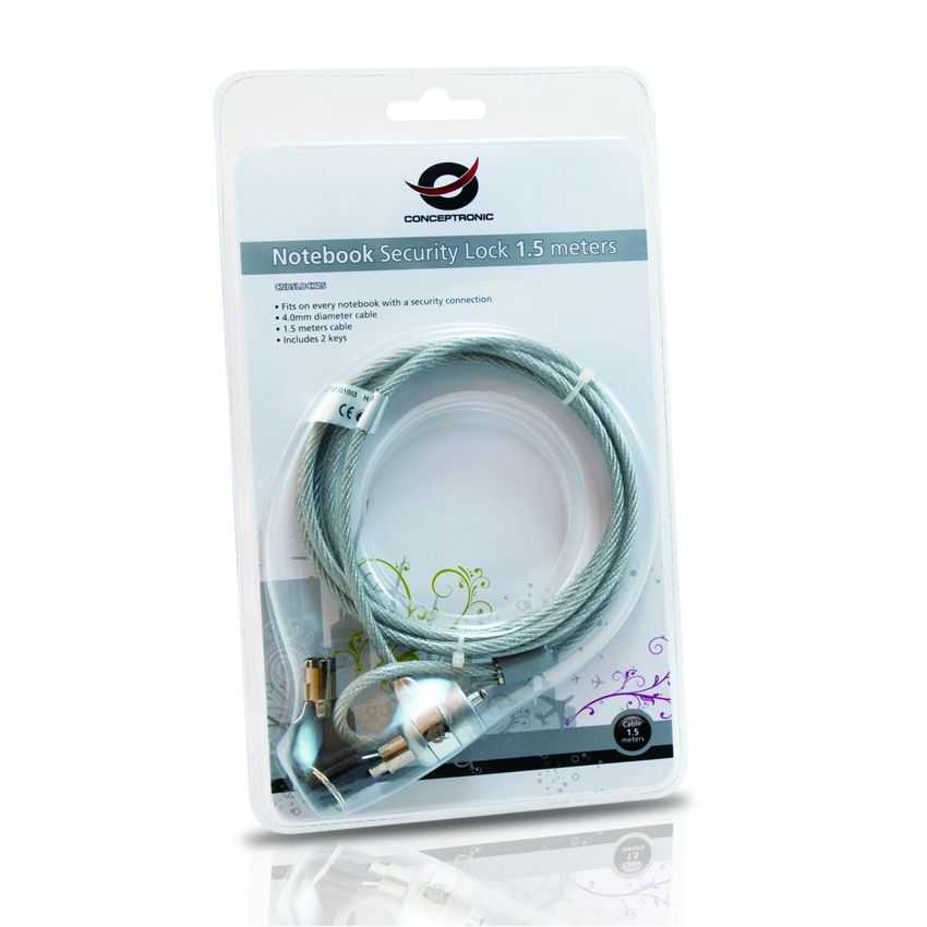 Cable de Seguridad Conceptronic 1.5 Metros con llave imagen 3