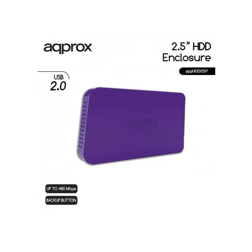 Caja Externa APPROX USB2.0 Para Discos 2.5" SATA 12.5mm Purpura imagen 2