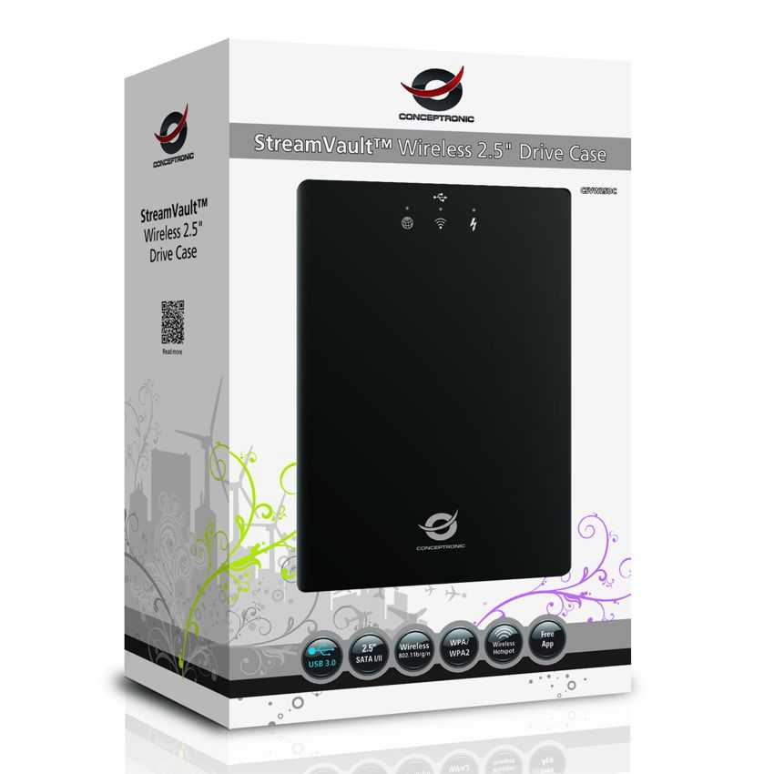 Caja Externa Conceptronic HD 2.5" USB 3.0 y Wifi StremVault CSVW25DC imagen 3