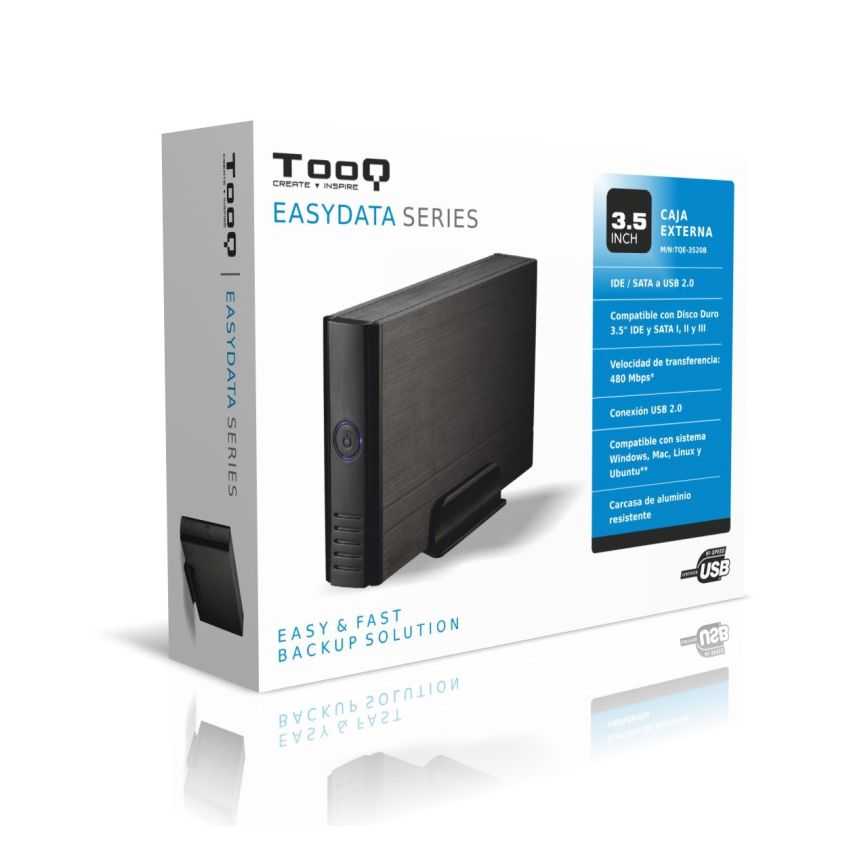 Caja Externa TOOQ TQE-3520B Negra USB 2.0 - 3.5" Sata-IDE imagen 2