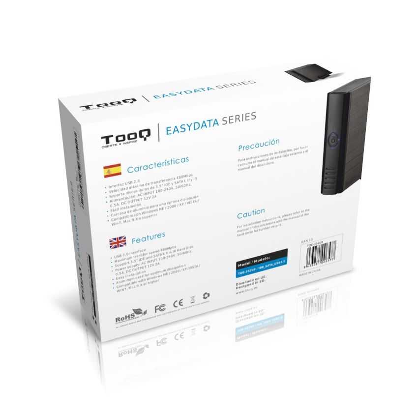 Caja Externa TOOQ TQE-3520B Negra USB 2.0 - 3.5" Sata-IDE imagen 4