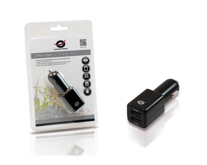 Cargador para coche Conceptronic 5V 4.2A 2xUSB imagen 2