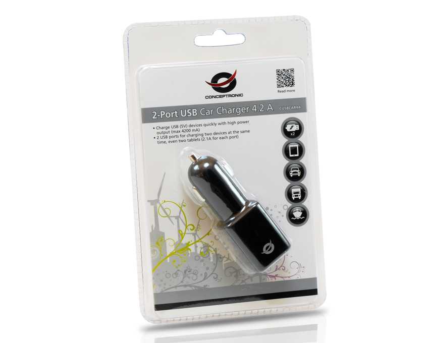 Cargador para coche Conceptronic 5V 4.2A 2xUSB imagen 3