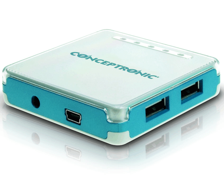 Conceptronic 4 Puertos USB 2.0 HUB con adaptador (C4USB2BL)