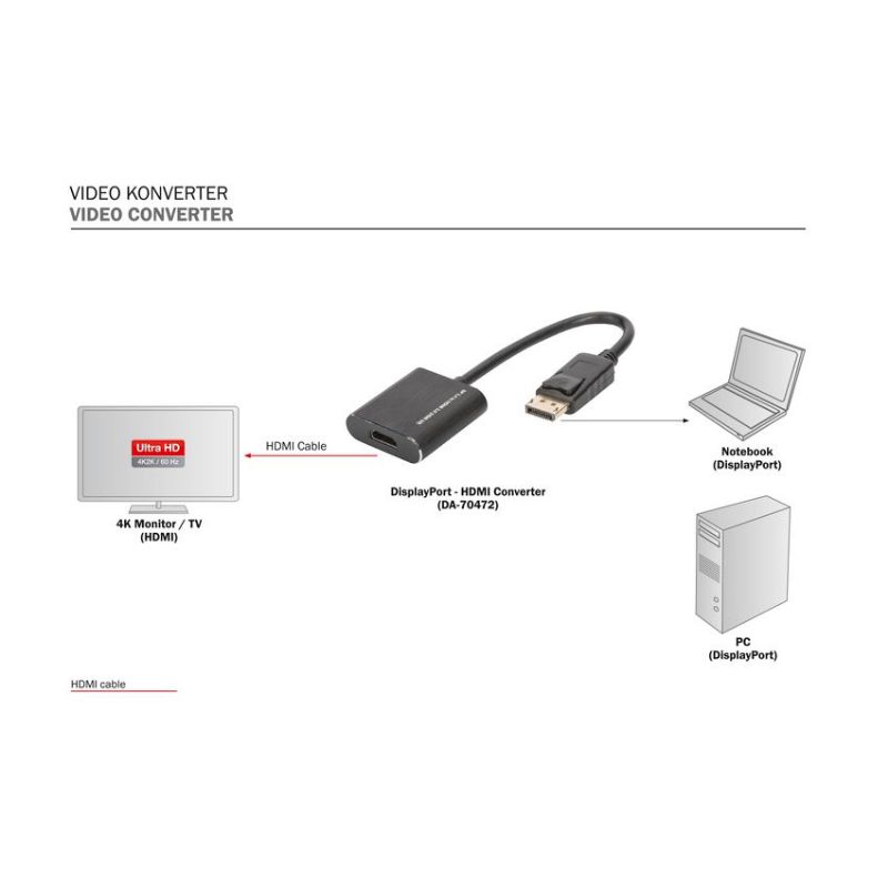 Digitus DA-70472 Conversor de DisplayPort a HDMI 4K imagen 4