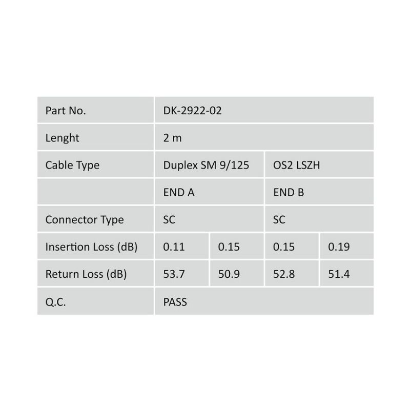 Digitus DK-2922-02 Cable de Fribra Óptica SC a SC SM OS2 09/125 2m imagen 5