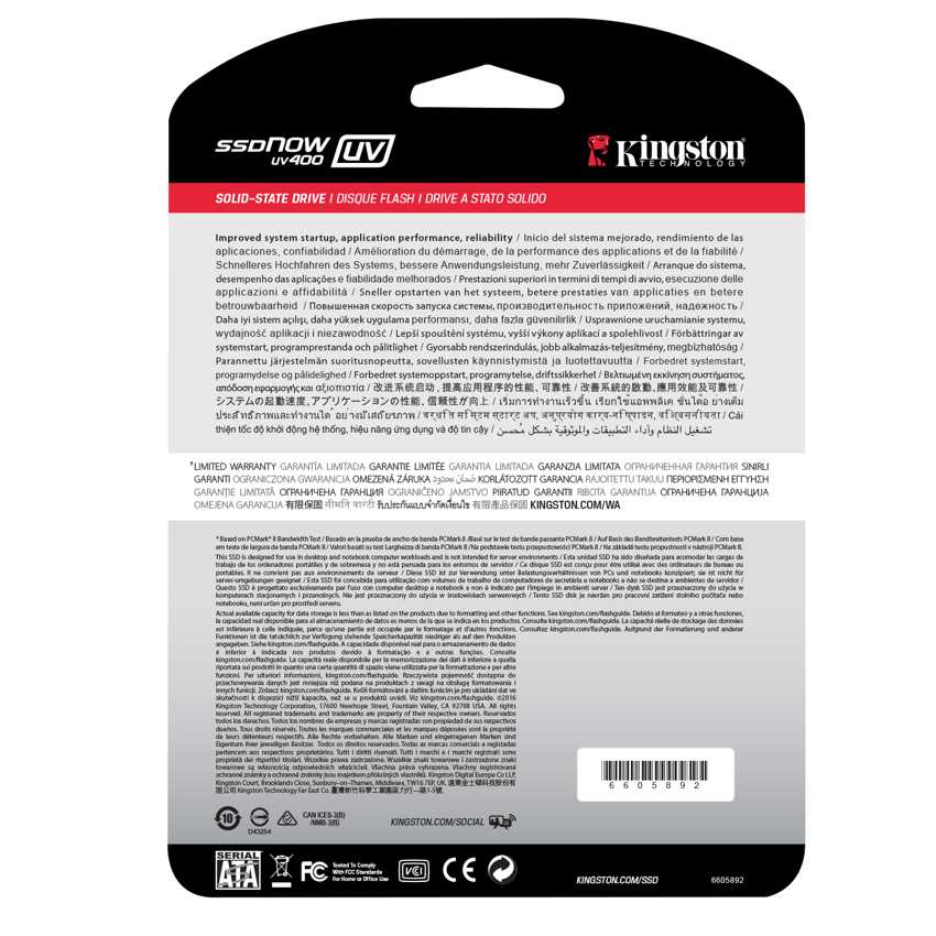 Disco Duro Solido Kingston 480GB UV400 Series 2.5" SUV400S37/480G imagen 5