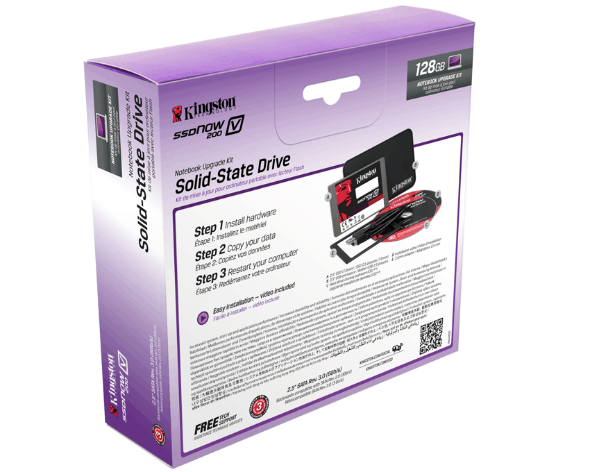 Disco Duro Solido Kingston SSDNow V200 128GB Notebook upg. kit con Adaptador imagen 5