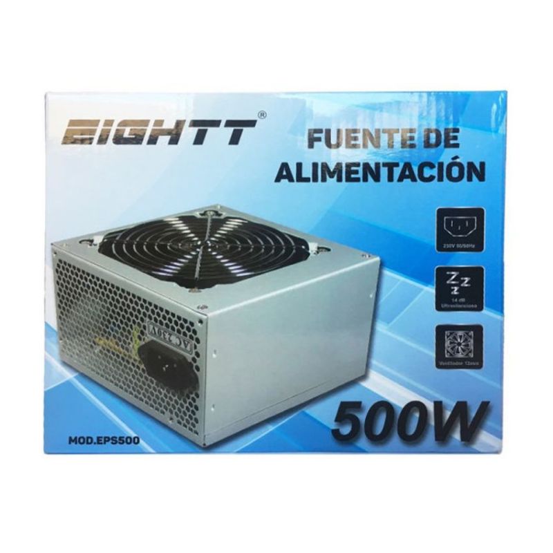 EIGHTT EPS500 500 Wattios Fuente ATX Silenciosa imagen 2