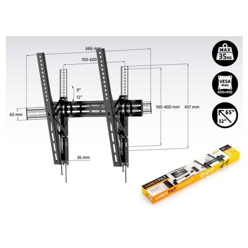 Engel AC0571E Soporte TV LUNIX TILT SLIM L VESA 600x400 32"-65" Max 35 Kg imagen 3