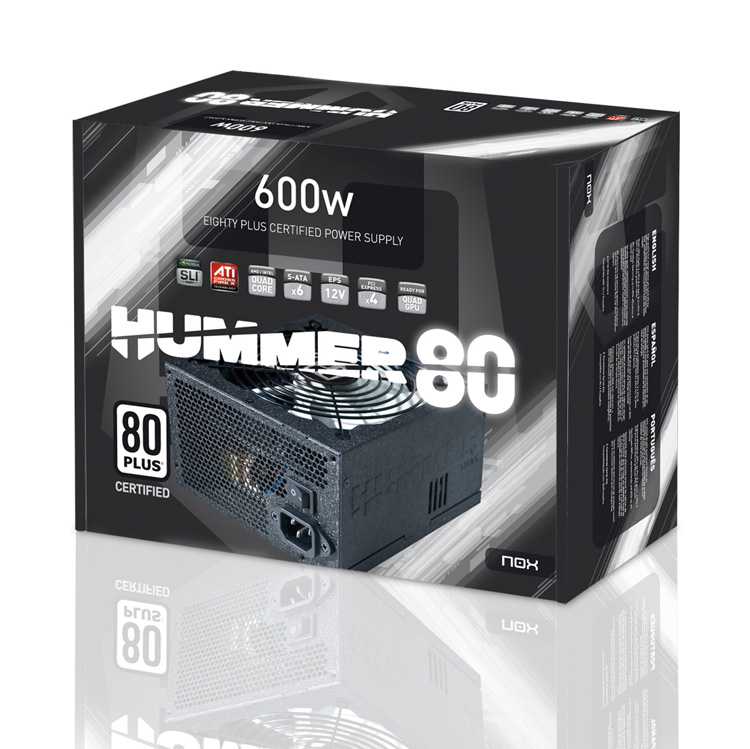 Fuente NOX HUMMER 80 600W 80PLUS PFC Activo 140 mm