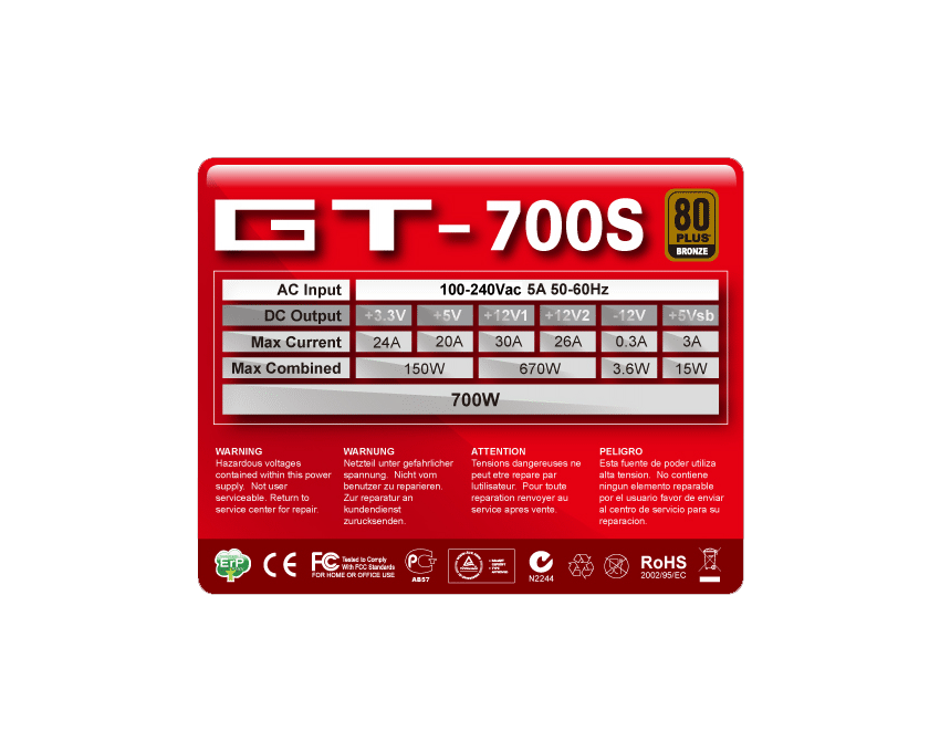 Fuente de Alimentacion AEROCOOL GT700S 700W 80Plus Bronce Modular imagen 5