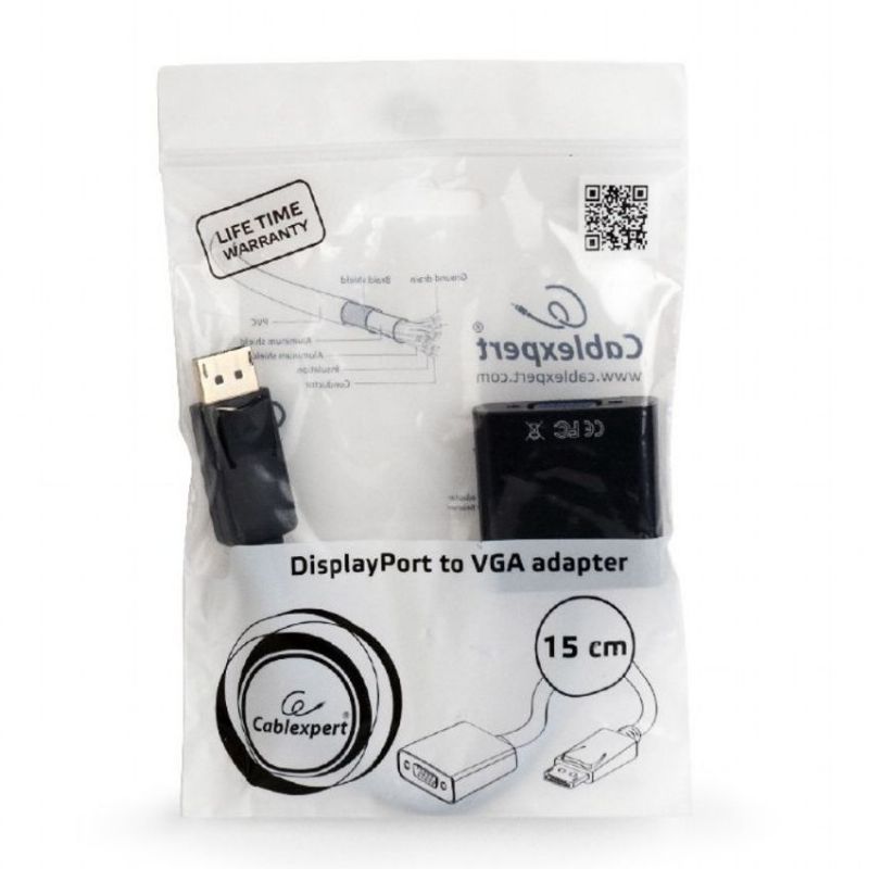 Gembird A-DPM-VGAF-02 Adaptador DisplayPort Macho a VGA Hembra Negro imagen 2