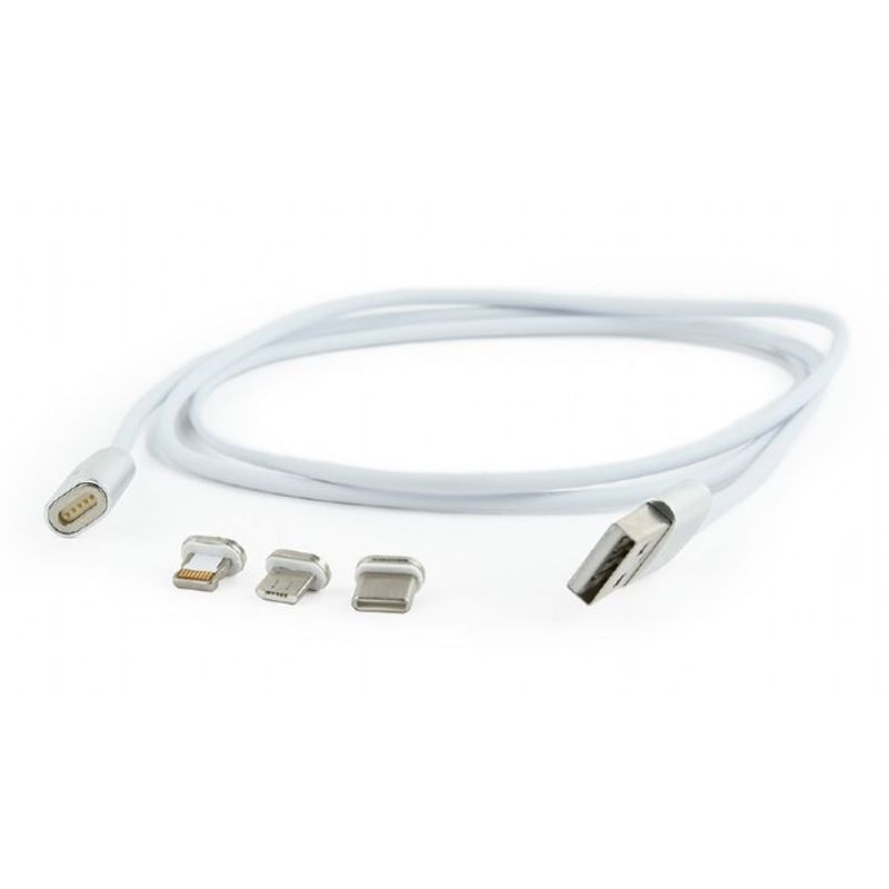 Gembird CC-USB2-AMLM31-1M Cable USB 2.0 a Micro USB - Lightning - Tipo C Magnetico 1m Blanco