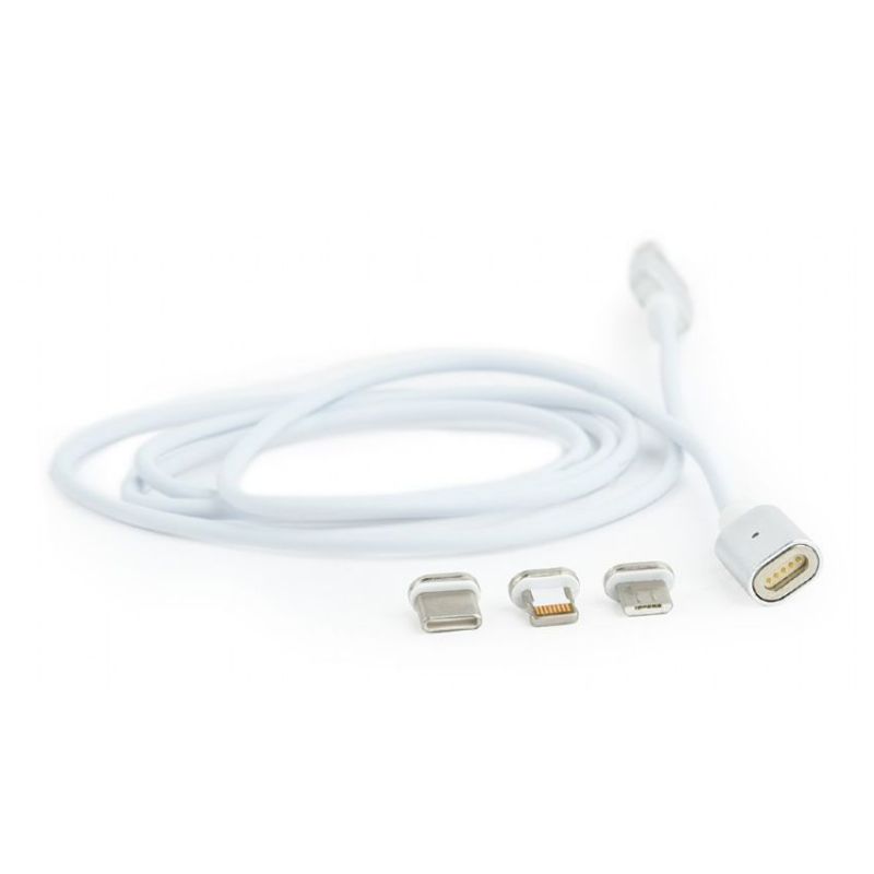 Gembird CC-USB2-AMLM31-1M Cable USB 2.0 a Micro USB - Lightning - Tipo C Magnetico 1m Blanco imagen 3