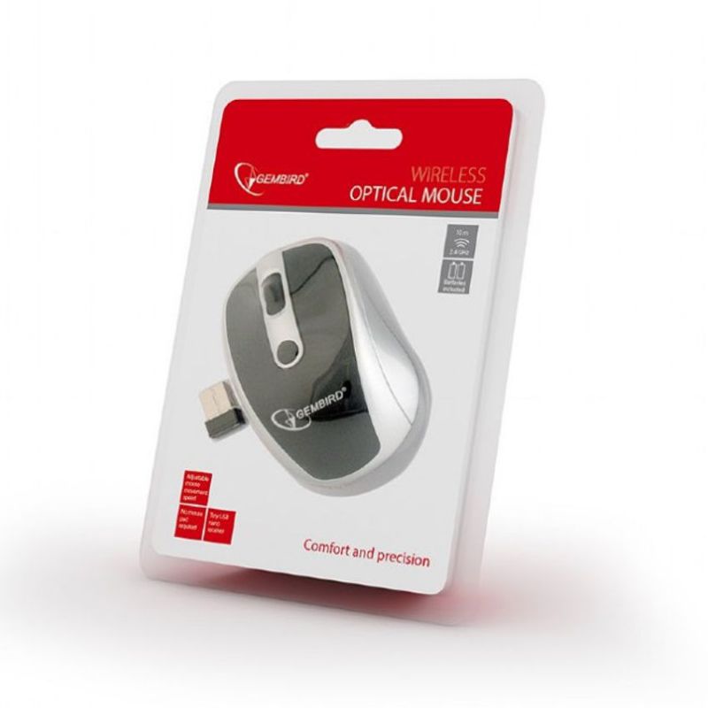 Gembird Ratón Inalámbrico Negro-Plata 4 Botones imagen 2