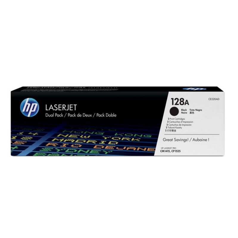 HP 128A Toner Original Negro Pack 2 Unidades