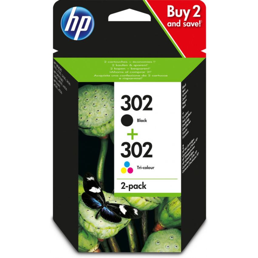 HP 302 Pack Ahorro Negro y Color Cartuchos de Tinta Original