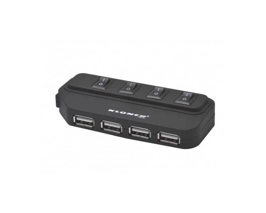 HUB KLONER 4 USB 2.0 con interruptor de seguridad KHU0079