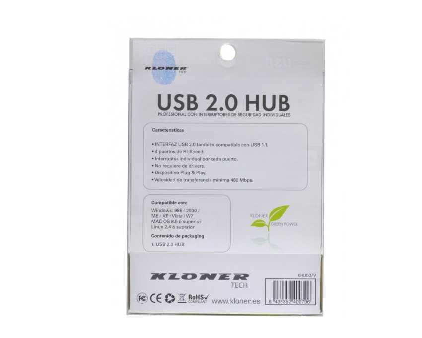HUB KLONER 4 USB 2.0 con interruptor de seguridad KHU0079 imagen 5