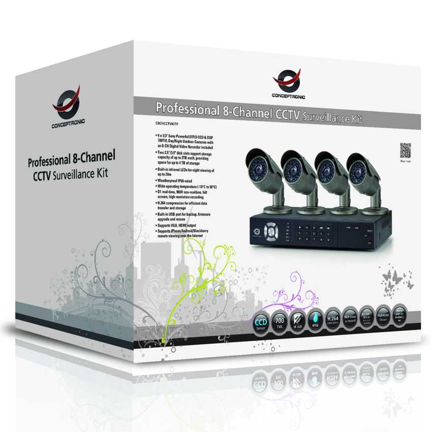 Kit Videovigilancia Profesional Conceptronic 4 Cámaras 8 Canales C8CHCCTVKITP imagen 3