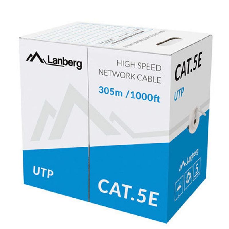 Lanberg Bobina Cable UTP Cat 5e 305 Metros Sólido Gris