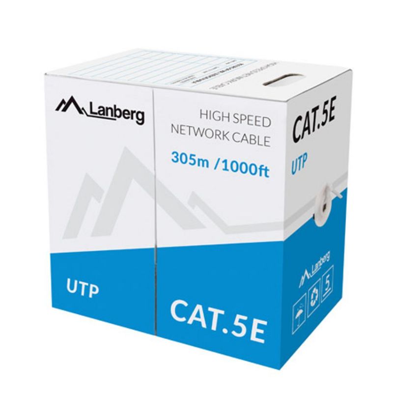 Lanberg Bobina Cable UTP Cat 5e 305 Metros Trenzado Gris
