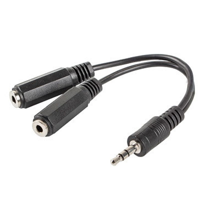 Lanberg Cable Jack Estéreo Macho a 2x Jack Estéreo Hembra 10cm