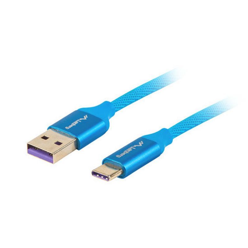 Lanberg Cable USB 2.0 a USB TIpo C 1m Azul Premium 5A