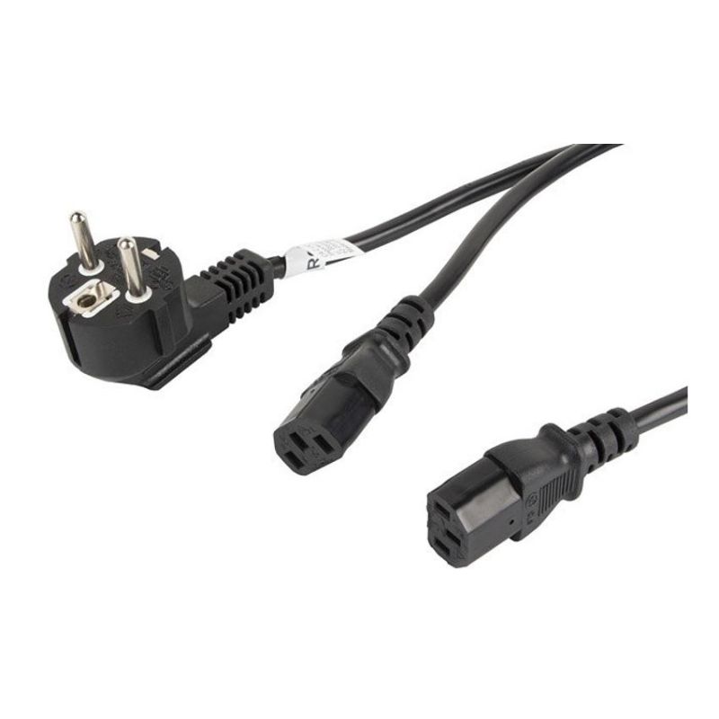Lanberg Cable de Alimentación Schuko a 2x C13 2m