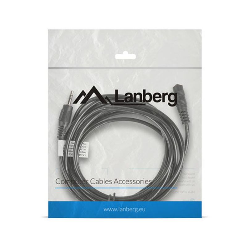 Lanberg Cable de Audio Jack 3.5mm Macho a Hembra 5m Negro imagen 4