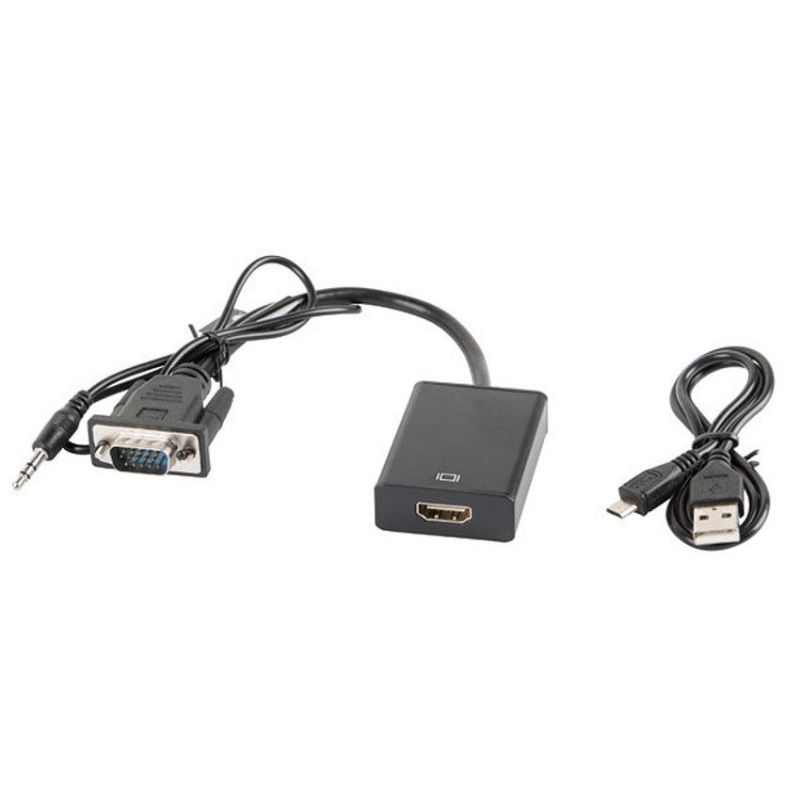 Lanberg Conversor VGA Hembra + Audio Jack 3.5mm a HDMI Macho